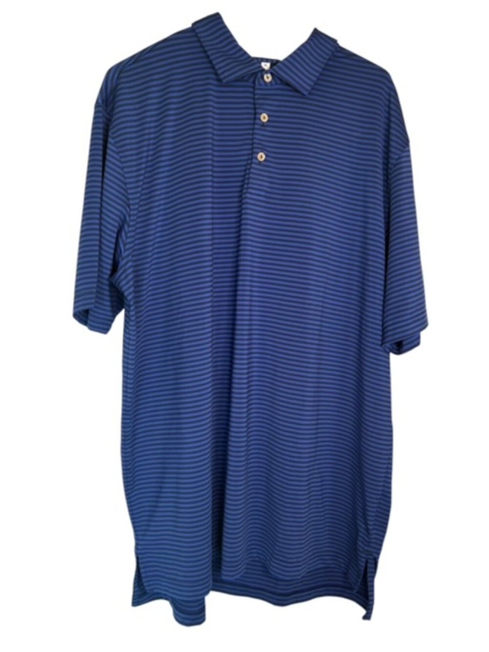 Peter Millar Men's summer comfort striped golf shirt size XL Blue & Black w/logo
